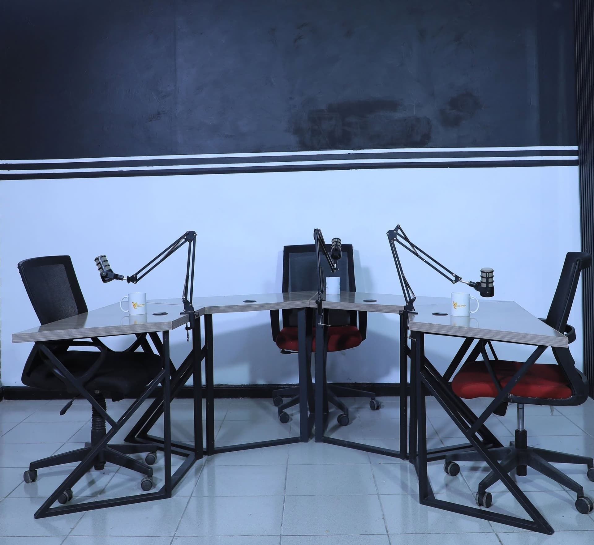 Four-Person Podcast Setup inside Wasa Production studio in Addis Ababa